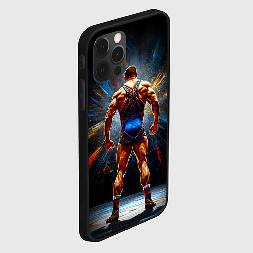 Чехол iPhone 12 Pro Max Греко-римский борец на черном / 3D-Черный – фото 2
