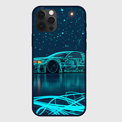 Чехол для iPhone 12 Pro Max BMW неоновый фон, цвет: 3D-черный