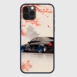 Чехол для iPhone 12 Pro Max Черная БМВ и сакура, цвет: 3D-черный