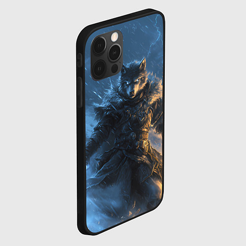Чехол iPhone 12 Pro Max Волк и молния / 3D-Черный – фото 2