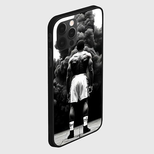 Чехол iPhone 12 Pro Max Мухаммед Али в черном дыму / 3D-Черный – фото 2