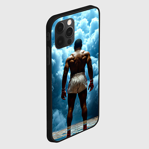 Чехол iPhone 12 Pro Max Мухаммед Али в синем дыму / 3D-Черный – фото 2