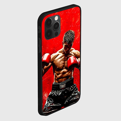 Чехол iPhone 12 Pro Max Кикбоксер в красном / 3D-Черный – фото 2