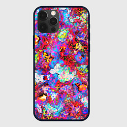 Чехол для iPhone 12 Pro Max Пиксельные краски текстура, цвет: 3D-черный