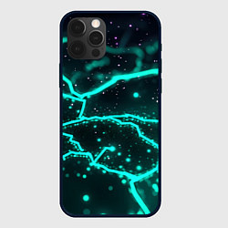 Чехол для iPhone 12 Pro Max Зеленая неоновая абстракция, цвет: 3D-черный