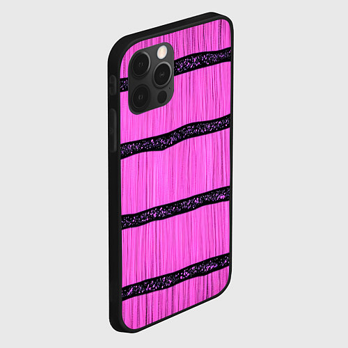 Чехол iPhone 12 Pro Max Розовые полосы текстура / 3D-Черный – фото 2