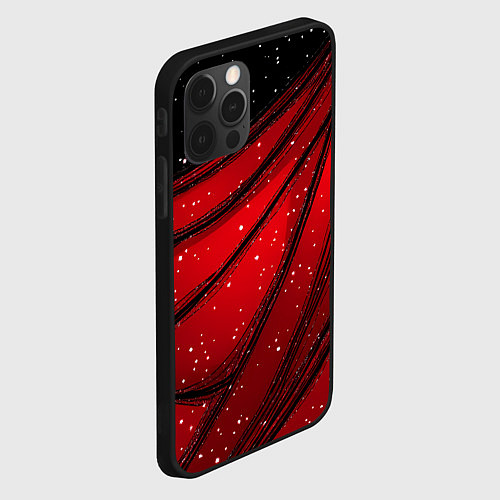 Чехол iPhone 12 Pro Max Красно-черная текстура с белыми точками / 3D-Черный – фото 2