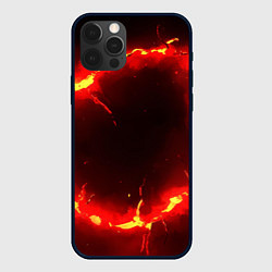 Чехол для iPhone 12 Pro Max Красный круг из огня текстура, цвет: 3D-черный