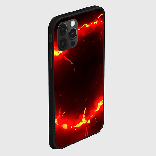 Чехол iPhone 12 Pro Max Красный круг из огня текстура / 3D-Черный – фото 2