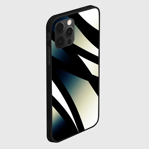 Чехол iPhone 12 Pro Max Чёрно-белый с синим затемнением полосы / 3D-Черный – фото 2