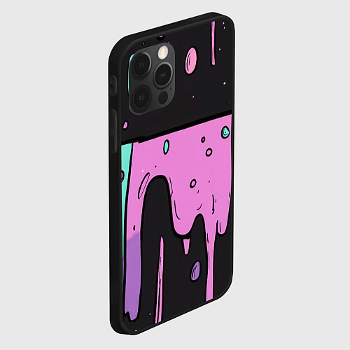 Чехол iPhone 12 Pro Max Стекающая краска текстура / 3D-Черный – фото 2