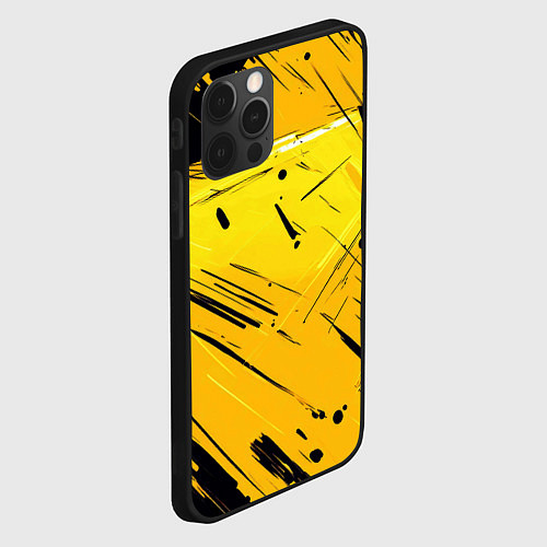 Чехол iPhone 12 Pro Max Желтая краска на черном фоне / 3D-Черный – фото 2