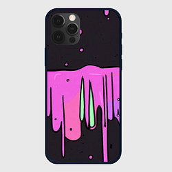 Чехол для iPhone 12 Pro Max Фиолетовая текстура на черном фоне, цвет: 3D-черный
