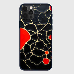 Чехол для iPhone 12 Pro Max Красная абстракция на черном лаке, цвет: 3D-черный