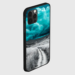 Чехол для iPhone 12 Pro Max Монохромное поле и сине-зеленое небо - природный п, цвет: 3D-черный — фото 2