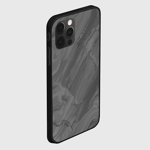 Чехол iPhone 12 Pro Max Серая текстура каменная мрамор / 3D-Черный – фото 2