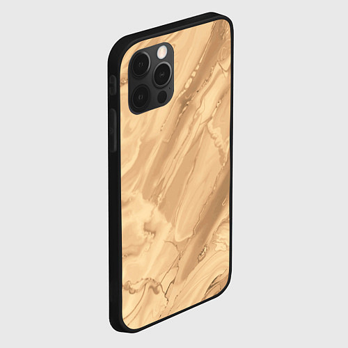 Чехол iPhone 12 Pro Max Бежевая текстура каменная мрамор / 3D-Черный – фото 2