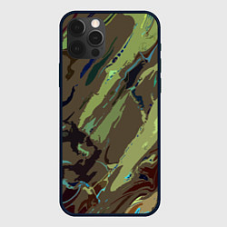 Чехол для iPhone 12 Pro Max Абстракция тон хаки, цвет: 3D-черный