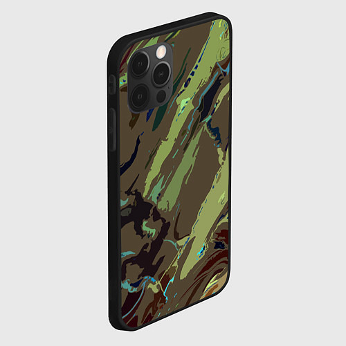 Чехол iPhone 12 Pro Max Абстракция тон хаки / 3D-Черный – фото 2