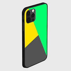 Чехол для iPhone 12 Pro Max Жёлто-серо-зелёный трёхцветный, цвет: 3D-черный — фото 2