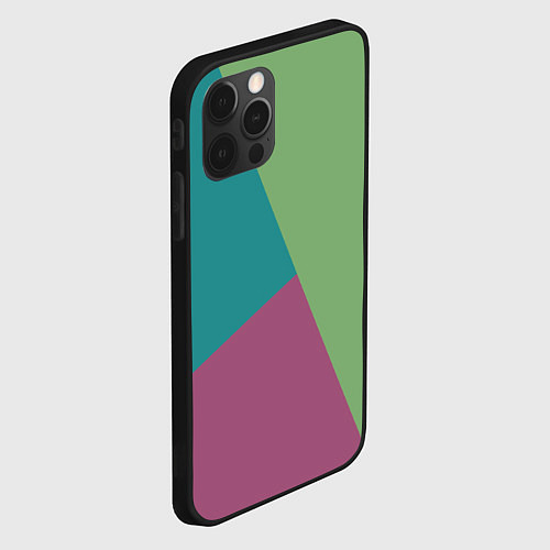 Чехол iPhone 12 Pro Max Сине-зелёно-розовый тёмный трёхцветный / 3D-Черный – фото 2
