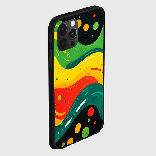 Чехол iPhone 12 Pro Max Желто-зеленая краска текстура / 3D-Черный – фото 2