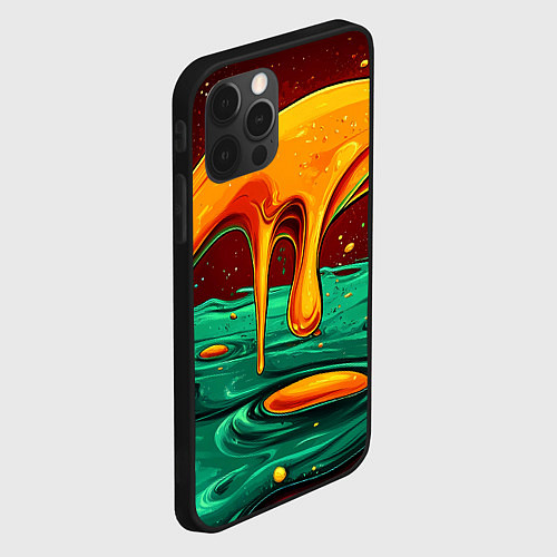 Чехол iPhone 12 Pro Max Оранжевая клякса текстура / 3D-Черный – фото 2