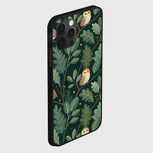 Чехол iPhone 12 Pro Max Совы в лесу / 3D-Черный – фото 2