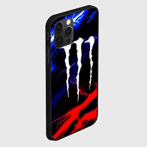 Чехол iPhone 12 Pro Max Monster energy молнии неон / 3D-Черный – фото 2