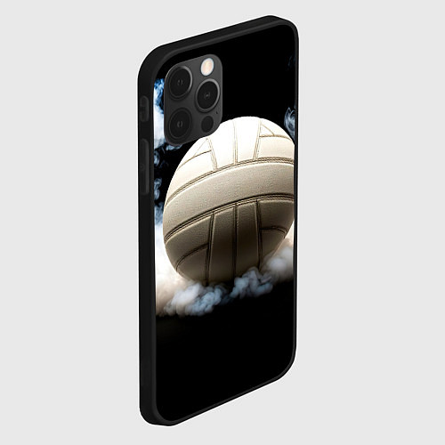 Чехол iPhone 12 Pro Max Волейбольный мяч в дыму / 3D-Черный – фото 2