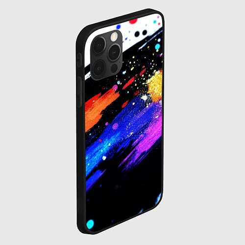 Чехол iPhone 12 Pro Max Разноцветные блестящие кляксы - текстура / 3D-Черный – фото 2