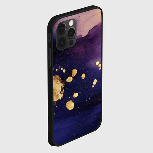 Чехол iPhone 12 Pro Max Золотая краска на текстуре / 3D-Черный – фото 2