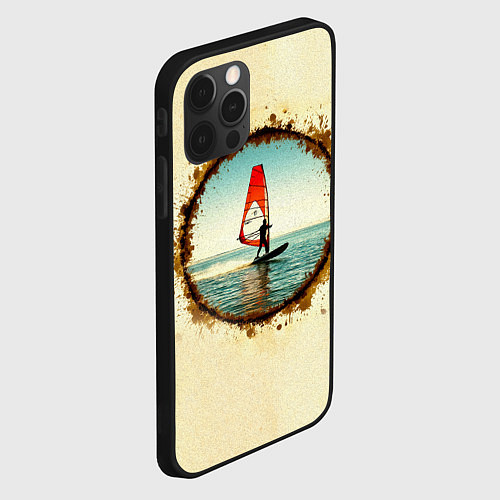 Чехол iPhone 12 Pro Max Виндсерфер на бежевом / 3D-Черный – фото 2