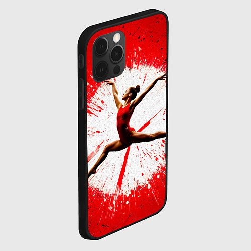 Чехол iPhone 12 Pro Max Воздушная гимнастка на красном / 3D-Черный – фото 2