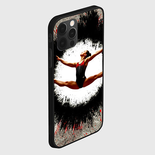 Чехол iPhone 12 Pro Max Воздушная гимнастика на сером / 3D-Черный – фото 2