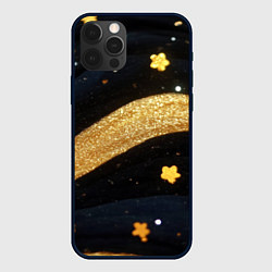 Чехол для iPhone 12 Pro Max Золотые волны текстура, цвет: 3D-черный