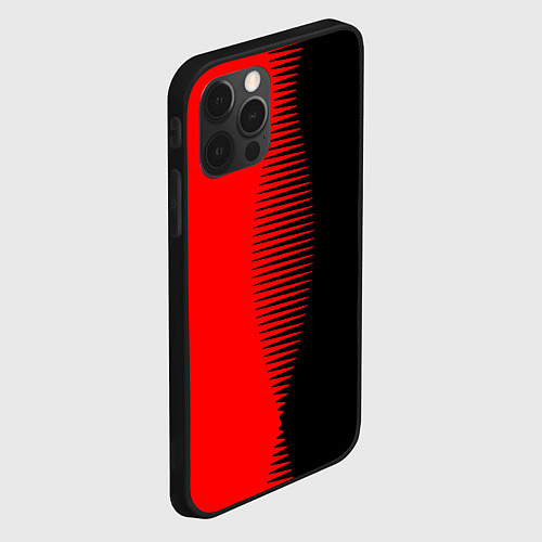 Чехол iPhone 12 Pro Max Чёрно-красный пополам с переходом / 3D-Черный – фото 2