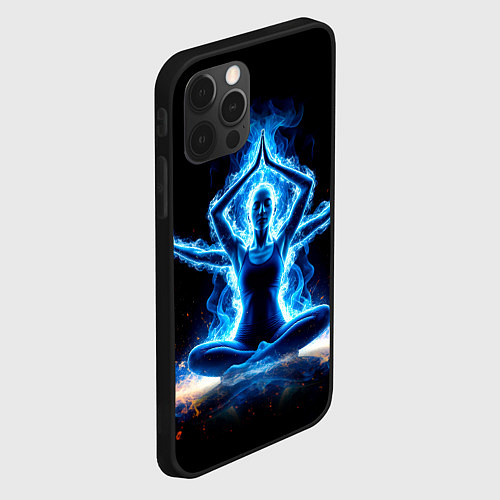 Чехол iPhone 12 Pro Max Четырехрукий йог / 3D-Черный – фото 2