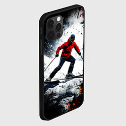 Чехол для iPhone 12 Pro Max Лыжник в движении, цвет: 3D-черный — фото 2