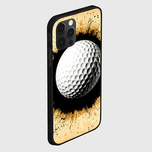 Чехол iPhone 12 Pro Max Мяч для гольфа на бежевом / 3D-Черный – фото 2