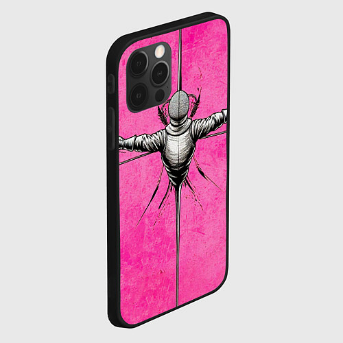 Чехол iPhone 12 Pro Max Фехтовальшик на рапирах в розовом / 3D-Черный – фото 2