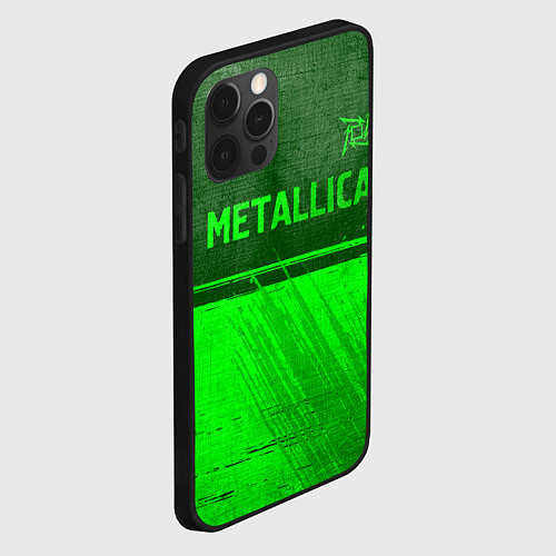 Чехол iPhone 12 Pro Max Metallica - green gradient посередине / 3D-Черный – фото 2