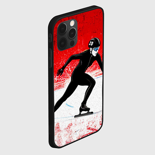 Чехол iPhone 12 Pro Max Скоростной бег на коньках в красном / 3D-Черный – фото 2
