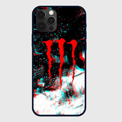 Чехол для iPhone 12 Pro Max Monster energy огонь глитч, цвет: 3D-черный