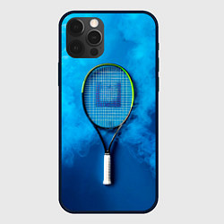 Чехол для iPhone 12 Pro Max Теннисная ракетка в синем дыму, цвет: 3D-черный