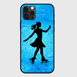 Чехол для iPhone 12 Pro Max Фигуристка на синем, цвет: 3D-черный