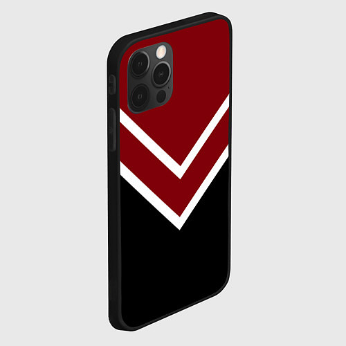 Чехол iPhone 12 Pro Max Красный с чёрным и белые полосы / 3D-Черный – фото 2