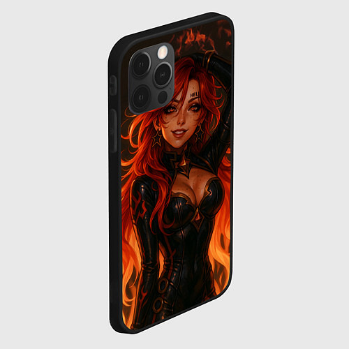 Чехол iPhone 12 Pro Max Горячая пиро архонт Мавуика - Genshin Impact / 3D-Черный – фото 2