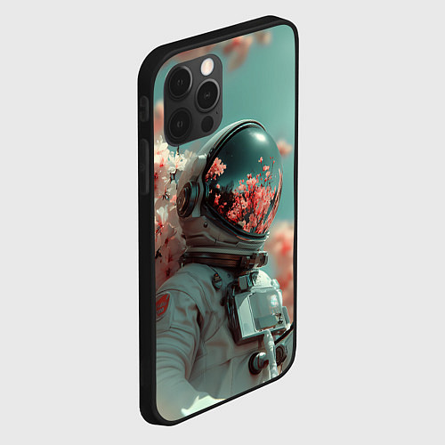 Чехол iPhone 12 Pro Max Весенний космонавт / 3D-Черный – фото 2