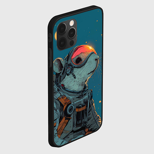 Чехол iPhone 12 Pro Max Грызун космонавт / 3D-Черный – фото 2